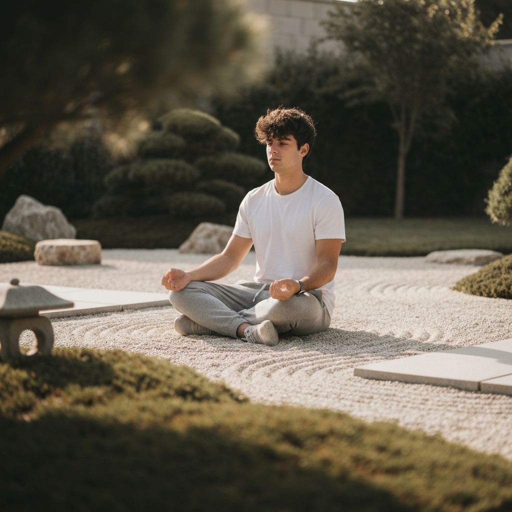 Person meditating in nature